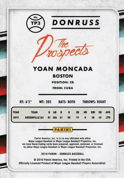 2016 Donruss - The Prospects Career Stat Line #TP3 Yoan Moncada Back