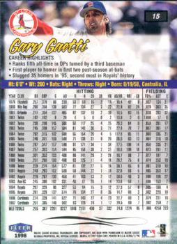 1998 Ultra #15 Gary Gaetti Back