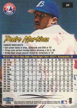 1998 Ultra #34 Pedro Martinez Back