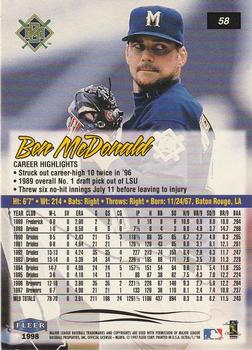 1998 Ultra #58 Ben McDonald Back