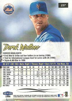 1998 Ultra #237 Derek Wallace Back