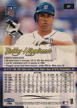 1998 Ultra #21 Bobby Higginson Back