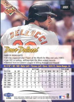 1998 Ultra #223 Dave Dellucci Back