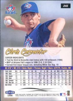 1998 Ultra #245 Chris Carpenter Back