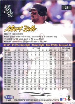 1998 Ultra #28 Albert Belle Back