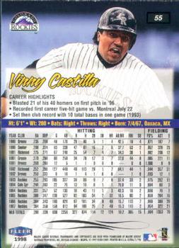 1998 Ultra #55 Vinny Castilla Back