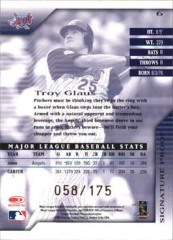 2001 Donruss Signature - Proofs #6 Troy Glaus  Back