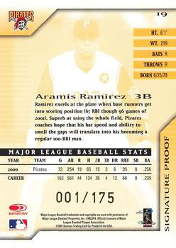 2001 Donruss Signature - Proofs #19 Aramis Ramirez  Back