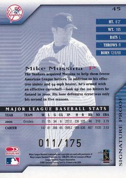 2001 Donruss Signature - Proofs #45 Mike Mussina  Back