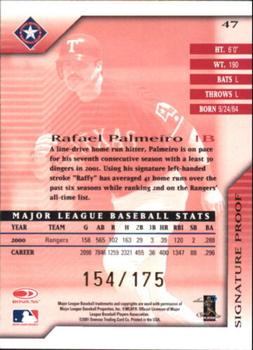 2001 Donruss Signature - Proofs #47 Rafael Palmeiro  Back