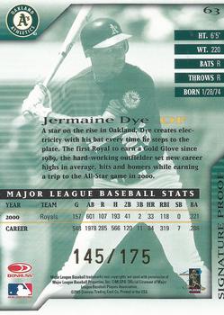 2001 Donruss Signature - Proofs #63 Jermaine Dye  Back