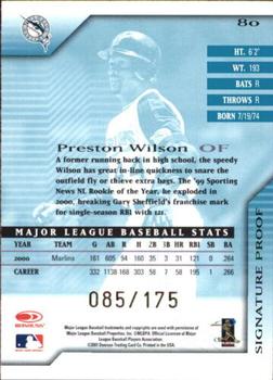 2001 Donruss Signature - Proofs #80 Preston Wilson  Back