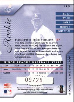2001 Donruss Signature - Proofs #115 Ricardo Rodriguez Back