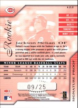 2001 Donruss Signature - Proofs #122 Jackson Melian  Back