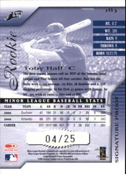 2001 Donruss Signature - Proofs #183 Toby Hall  Back
