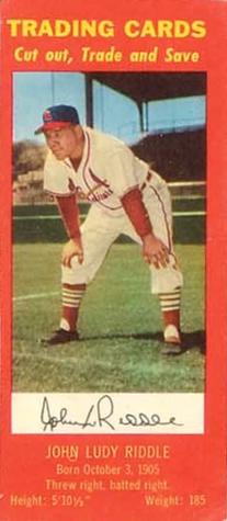 1955 Hunter Wieners St. Louis Cardinals #NNO John Ludy Riddle Front