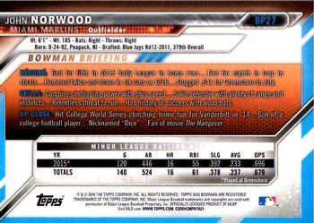 2016 Bowman - Prospects #BP27 John Norwood Back