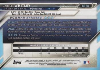 2016 Bowman - Prospects #BP68 Garrett Whitley Back