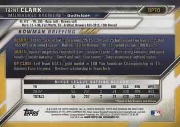 2016 Bowman - Prospects #BP70 Trent Clark Back
