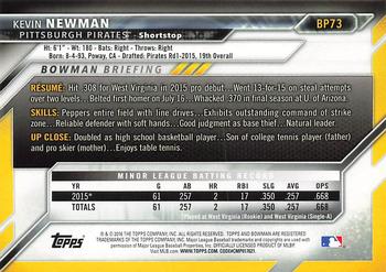 2016 Bowman - Prospects #BP73 Kevin Newman Back