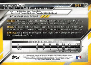 2016 Bowman - Prospects #BP85 Ke'Bryan Hayes Back