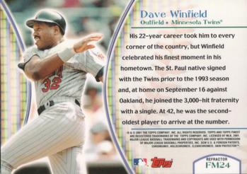2001 Finest - Finest Moments Refractors #FM24 Dave Winfield  Back