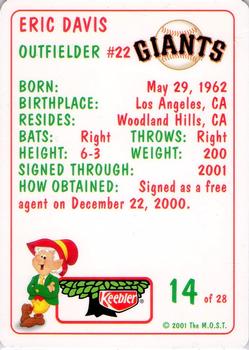 2001 Keebler San Francisco Giants #14 Eric Davis Back