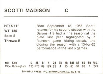 1985 Sun Belt Press Birmingham Barons #NNO Scotti Madison Back