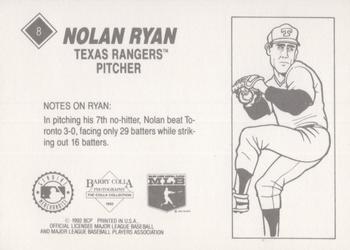 1992 Barry Colla Nolan Ryan #8 Nolan Ryan Back