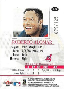2001 Fleer Authority - Prominence #18 Roberto Alomar  Back