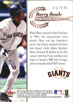2001 Fleer Authority - Seal of Approval #8 SA Barry Bonds  Back