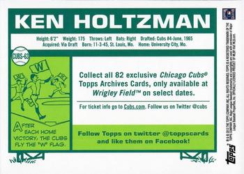 2013 Topps Archives Chicago Cubs Season Ticket Holder #CUBS-63 Ken Holtzman Back