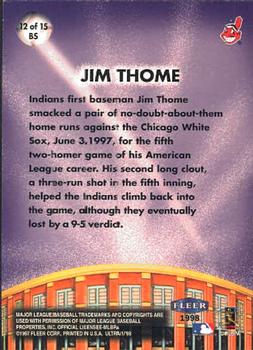 1998 Ultra - Big Shots #12BS Jim Thome Back