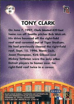 1998 Ultra - Big Shots #15BS Tony Clark Back