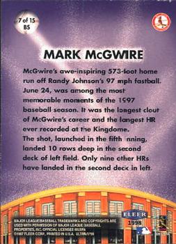 1998 Ultra - Big Shots #7BS Mark McGwire Back