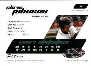 2008 Just Autographs - Silver #37 Chris Johnson Back