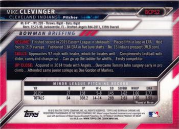 2016 Bowman - Chrome Prospects #BCP52 Mike Clevinger Back