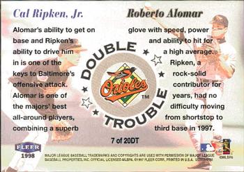 1998 Ultra - Double Trouble #7DT Cal Ripken Jr. / Roberto Alomar Back