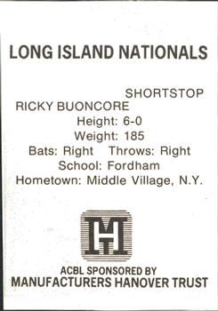 1977 TCMA Atlantic Collegiate Baseball League #NNO Ricky Buoncore Back