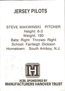 1977 TCMA Atlantic Collegiate Baseball League #NNO Steve Makwinski Back