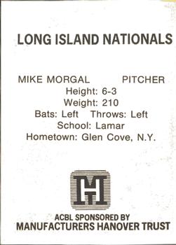 1977 TCMA Atlantic Collegiate Baseball League #NNO Mike Morgal Back