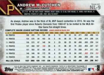 2016 Topps National League Standouts #NL-9 Andrew McCutchen Back