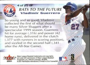 2001 Fleer Futures - Bats to the Future #4BF Vladimir Guerrero  Back