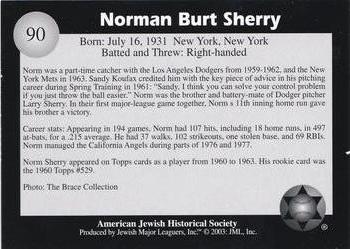 2003 Jewish Major Leaguers #90 Norm Sherry Back