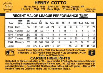 1989 Donruss #109 Henry Cotto Back
