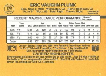1989 Donruss #125 Eric Plunk Back