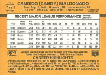 1989 Donruss #177 Candy Maldonado Back