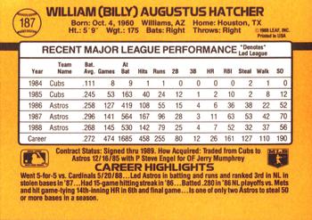 1989 Donruss #187 Billy Hatcher Back