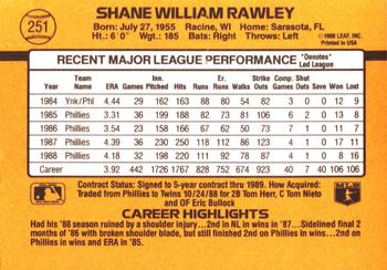1989 Donruss #251 Shane Rawley Back