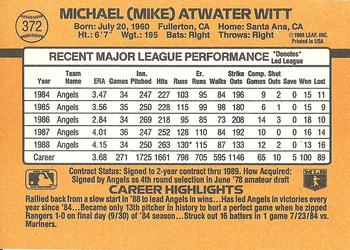 1989 Donruss #372 Mike Witt Back